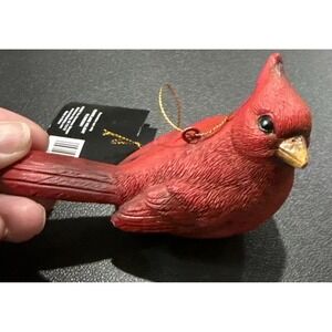 Cardinal‎ Red Bird Resin Christmas Holiday Tree Ornament NEW Rustic